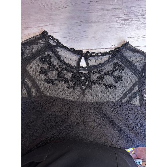 Esley ANTHRO small black lace sheer floral dress whimsygoth grunge y2k victorian - Picture 8 of 9